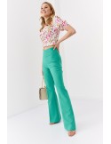 Elegant women\'s trousers with wide legs, green 05018 - Online store - Boutique